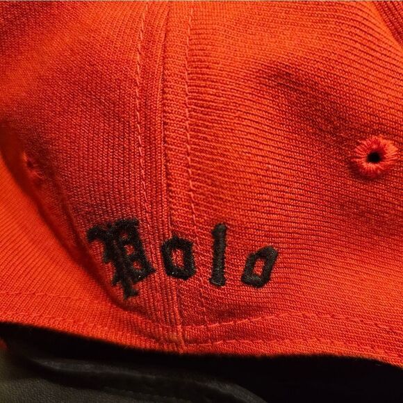 POLO RALPH LAUREN Gothic P Red Black Adjustable Wool Blend Hat - Picture 4 of 6